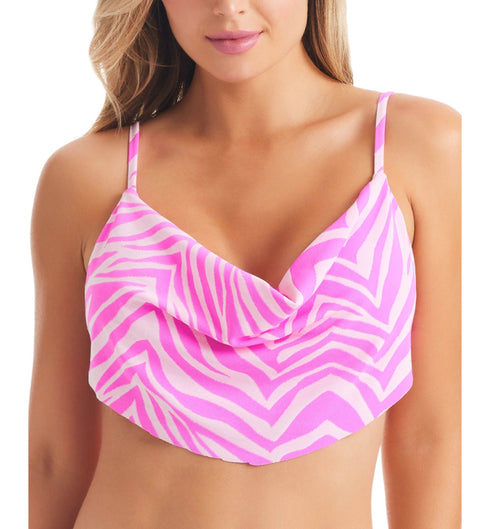 Women's Electric Zebra Cowlneck Bikini Top